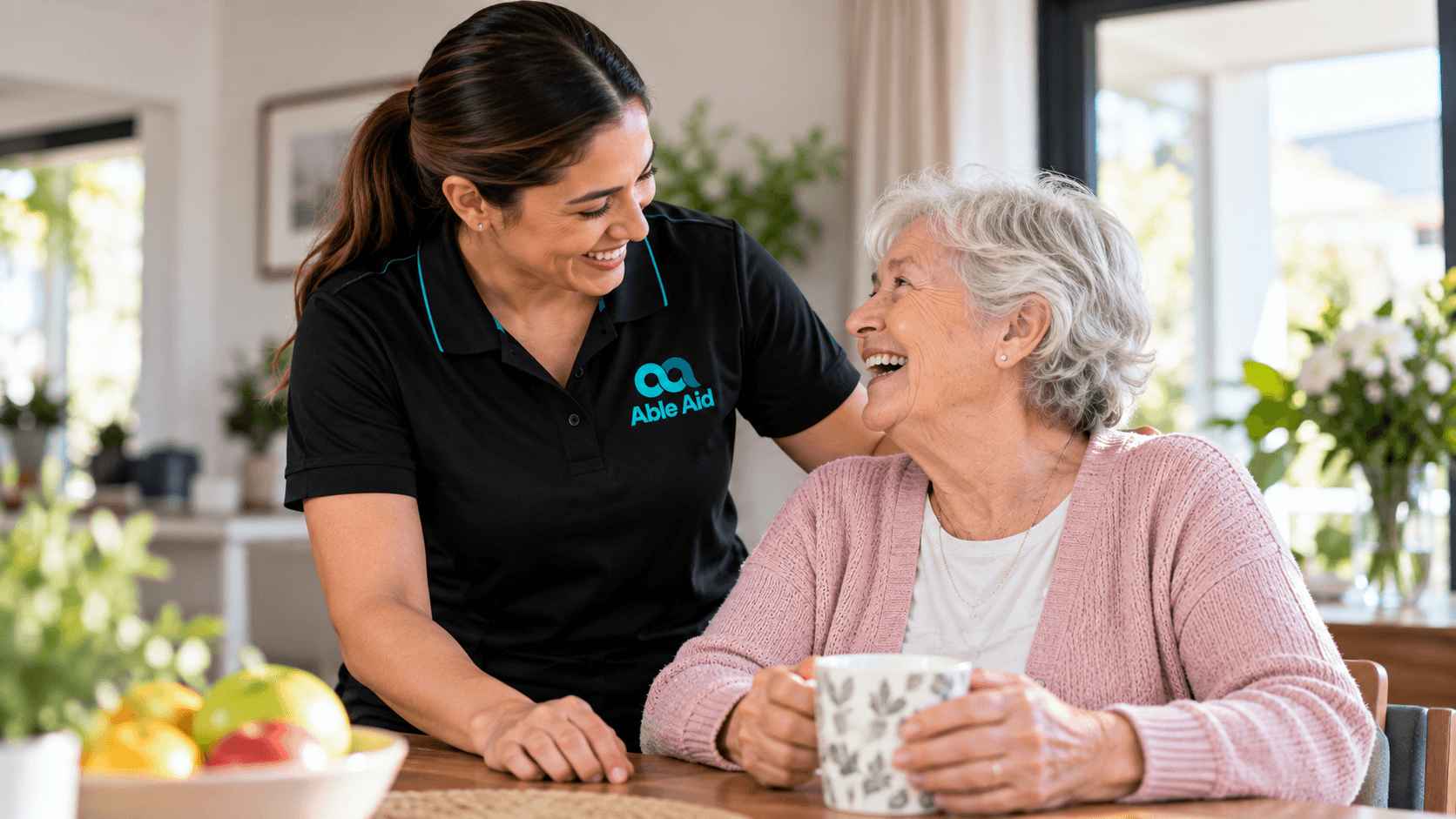 Able Aid disability support worker supporting a participant