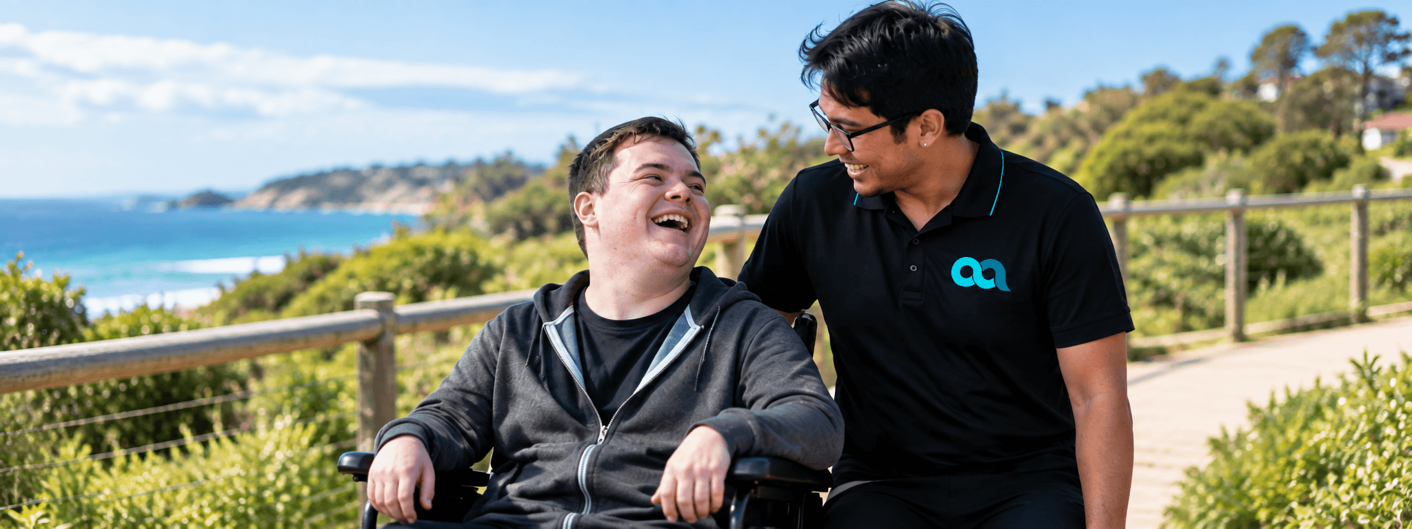 Able Aid support worker assisting a participant in the community